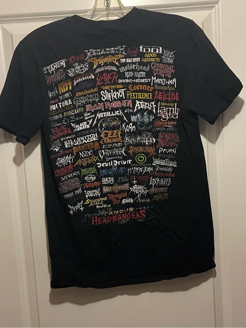 Famous headbangers Black Short-Sleeve Band Logo Collage Tee